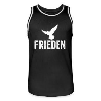 FRIEDEN mit Friedenstaube - Männer Basketball-Trikot - Schwarz/Weiß - Vorne - AI Model Male 185 dark (185cm)