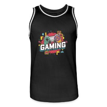 Gaming - Controllers - Men's Basketball Jersey - black/white - Front - AI Model Male 185 dark (185cm)