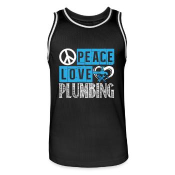 Plumber Plumber Peace Love Plumbing - Men's Basketball Jersey - black/white - Front - AI Model Male 185 dark (185cm)