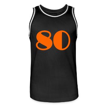 80 YEARS. 80TH ANNIVERSARY. BIRTHDAY 80 YEARS. 80 - Men's Basketball Jersey - black/white - Front - AI Model Male 185 dark (185cm)