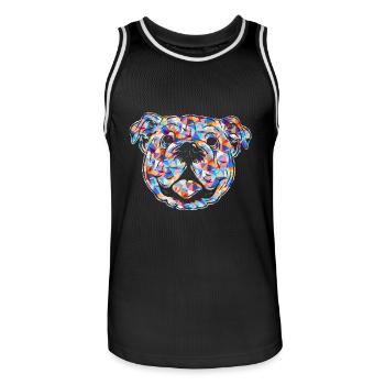 Old English Bulldog - Men's Basketball Jersey - black/white - Front - AI Model Male 185 dark (185cm)