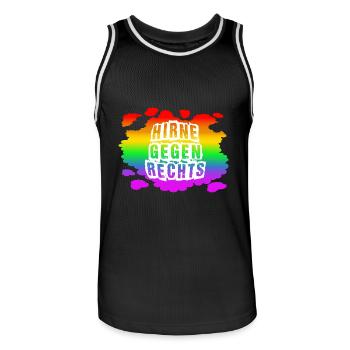 AfD stoppen gegen rechts Demokratie Vielfalt links - Männer Basketball-Trikot - Schwarz/Weiß - Vorne - AI Model Male 185 dark (185cm)