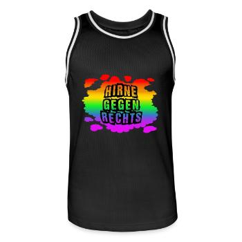 AfD stoppen gegen rechts Demokratie Vielfalt links - Männer Basketball-Trikot - Schwarz/Weiß - Vorne - AI Model Male 185 dark (185cm)