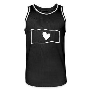 Heart Love Flag Symbol Shape - Men's Basketball Jersey - black/white - Front - AI Model Male 185 dark (185cm)