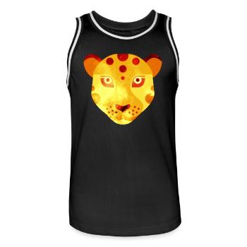 leopard - Men's Basketball Jersey - black/white - Front - AI Model Male 185 dark (185cm)
