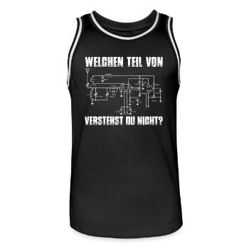 T-Shirt für Elektronik-Nerds - Cooles Geschenk? ;) - Männer Basketball-Trikot - Schwarz/Weiß - Vorne - AI Model Male 185 dark (185cm)