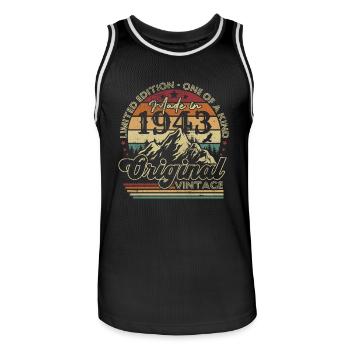 Original 1943 vintage retro anniversary 1943 - Men's Basketball Jersey - black/white - Front - AI Model Male 185 dark (185cm)