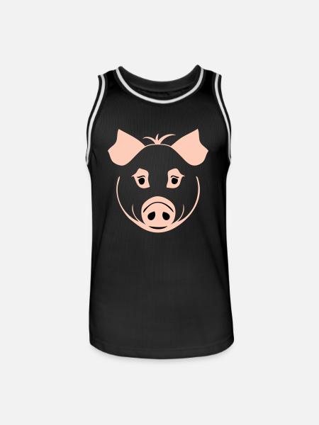Pig in comic style - Men's Basketball Jersey - black/white