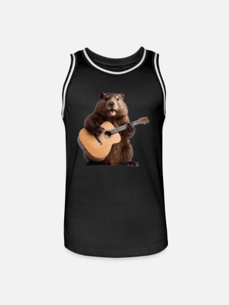 Biber Murmeltier Gitarre - Männer Basketball-Trikot - Schwarz/Weiß