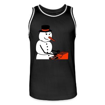 Winter DJ Schneemann Mixer Mischpult Musik Party - Männer Basketball-Trikot - Schwarz/Weiß - Vorne - AI Model Male 185 dark (185cm)