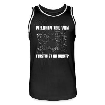 T-Shirt für Elektronik-Nerds - Cooles Geschenk? ;) - Männer Basketball-Trikot - Schwarz/Weiß - Vorne - AI Model Male 185 dark (185cm)