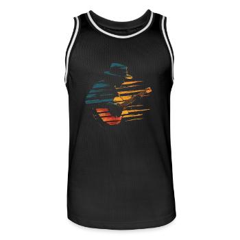 Guitar guitarist retro vintage - Men's Basketball Jersey - black/white - Front - AI Model Male 185 dark (185cm)