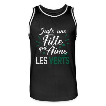 Les Verts football une fille aime les stéphanois - Maillot de basket Homme - noir/blanc - Devant - AI Model Male 185 dark (185cm)