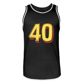 40 Zahl Comic - Männer Basketball-Trikot - Schwarz/Weiß - Vorne - AI Model Male 185 dark (185cm)