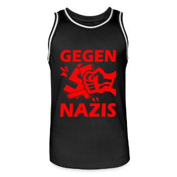 Gegen nazis - Männer Basketball-Trikot - Schwarz/Weiß - Vorne - AI Model Male 185 dark (185cm)