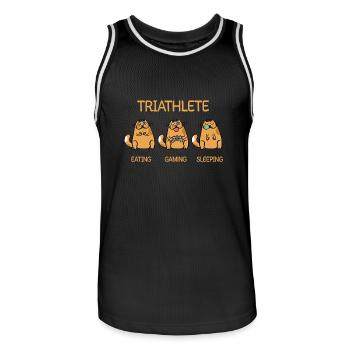 Triathlete - Eating Gaming Sleeping - Katze - Männer Basketball-Trikot - Schwarz/Weiß - Vorne - AI Model Male 185 dark (185cm)