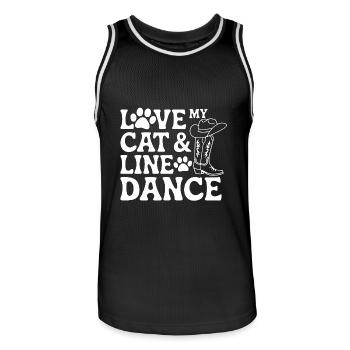 Ich liebe meine Katze und Line Dance - Männer Basketball-Trikot - Schwarz/Weiß - Vorne - AI Model Male 185 dark (185cm)