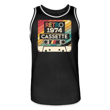 Retro 1975 Vintage 1974 - Cadeau Anniversaire 1974 - Maillot de basket Homme - noir/blanc - Devant - AI Model Male 185 dark (185cm)