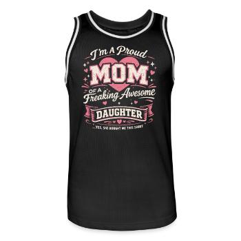 Proud Mom Awesome Daughter | Mother Daughter Humor - Men's Basketball Jersey - black/white - Front - AI Model Male 185 dark (185cm)