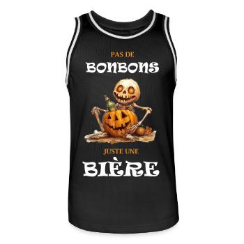 Halloween, Pas de bonbons juste une bière ! - Maillot de basket Homme - noir/blanc - Devant - AI Model Male 185 dark (185cm)