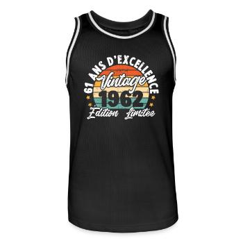 Vintage Cadeau D'anniversaire 61 Ans Vintage 1962 - Maillot de basket Homme - noir/blanc - Devant - AI Model Male 185 dark (185cm)
