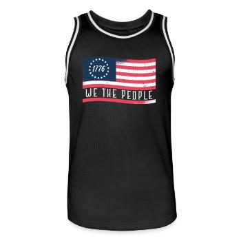 1776 Wir das Volk patriotisch américain - Maillot de basket Homme - noir/blanc - Devant - AI Model Male 185 dark (185cm)