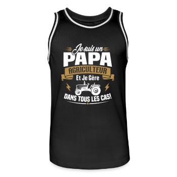 Je suis un papa agriculteur et je gère le deux - Maillot de basket Homme - noir/blanc - Devant - AI Model Male 185 dark (185cm)