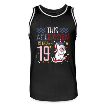 Cette Americorn est maintenant 19 Unicorn Pony 4. - Maillot de basket Homme - noir/blanc - Devant - AI Model Male 185 dark (185cm)