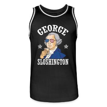 George Sloshington Drink 4th of July - Men's Basketball Jersey - black/white - Front - AI Model Male 185 dark (185cm)