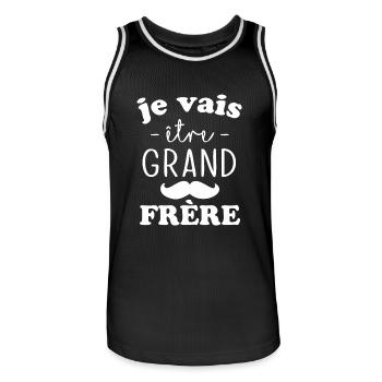 Je vais être grand Frère - Maillot de basket Homme - noir/blanc - Devant - AI Model Male 185 dark (185cm)