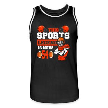 Diese Sportlegende Ist Jetzt 54, Rugbyspiel 54. - Männer Basketball-Trikot - Schwarz/Weiß - Vorne - AI Model Male 185 dark (185cm)