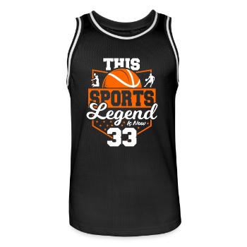 This sports legend is now 33, - Men's Basketball Jersey - black/white - Front - AI Model Male 185 dark (185cm)