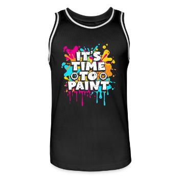 It's time for colorful team athletes paintball - Men's Basketball Jersey - black/white - Front - AI Model Male 185 dark (185cm)