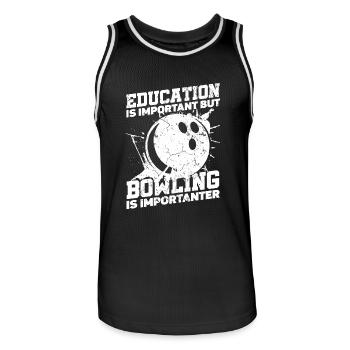 Education is important, but Sport Ball Bowler - Men's Basketball Jersey - black/white - Front - AI Model Male 185 dark (185cm)