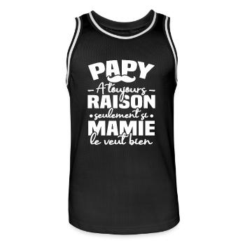 Papy a raison seulement si mamie le veut bien - Maillot de basket Homme - noir/blanc - Devant - AI Model Male 185 dark (185cm)