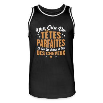 Dieu créa des têtes parfaites - Maillot de basket Homme - noir/blanc - Devant - AI Model Male 185 dark (185cm)