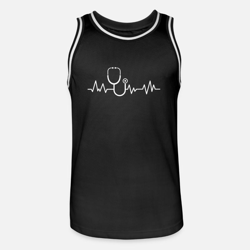 Il mio cuore batte per lo stetoscopio - Maglia da basket per uomo - nero/bianco