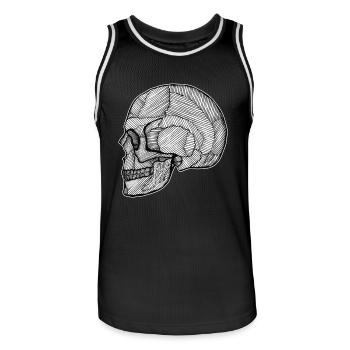 Skull_Lines.png - Männer Basketball-Trikot - Schwarz/Weiß - Vorne - AI Model Male 185 dark (185cm)