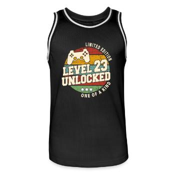 Vintage Geboren Ein Monat von 2001 Geburtstag - Männer Basketball-Trikot - Schwarz/Weiß - Vorne - AI Model Male 185 dark (185cm)