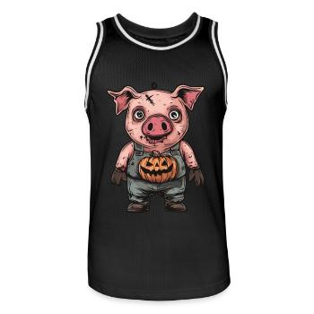 Cochon Halloween Drôle Zombie - Maillot de basket Homme - noir/blanc - Devant - AI Model Male 185 dark (185cm)