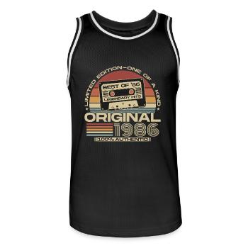 Original 1986 Jahrgang Geburtstag Retro Geschenk - Männer Basketball-Trikot - Schwarz/Weiß - Vorne - AI Model Male 185 dark (185cm)