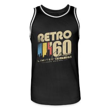 Rétro des années 1960 Classique Vintage Cadeau d’anniversaire - Maillot de basket Homme - noir/blanc - Devant - AI Model Male 185 dark (185cm)