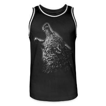 wolf - Men's Basketball Jersey - black/white - Front - AI Model Male 185 dark (185cm)