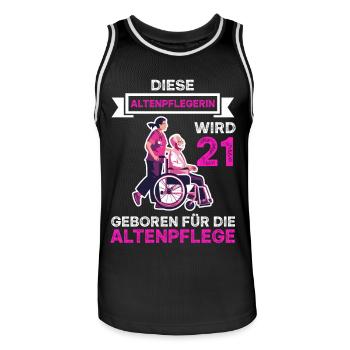 Altenpflegerin 21 Geburtstag Altenpflege Spruch - Männer Basketball-Trikot - Schwarz/Weiß - Vorne - AI Model Male 185 dark (185cm)