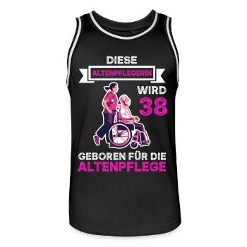 Altenpflegerin 38 Geburtstag Altenpflege Spruch - Männer Basketball-Trikot - Schwarz/Weiß - Vorne - AI Model Male 185 dark (185cm)