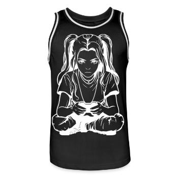 Gamer Girl Drawing - Men's Basketball Jersey - black/white - Front - AI Model Male 185 dark (185cm)
