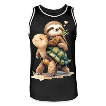 Faultier und Schildkröte im Urlaub 2 🦥🐢 - Männer Basketball-Trikot - Schwarz/Weiß - Vorne - AI Model Male 185 dark (185cm)