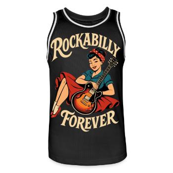 Femme du renouveau du rockabilly avec guitare - Maillot de basket Homme - noir/blanc - Devant - AI Model Male 185 dark (185cm)