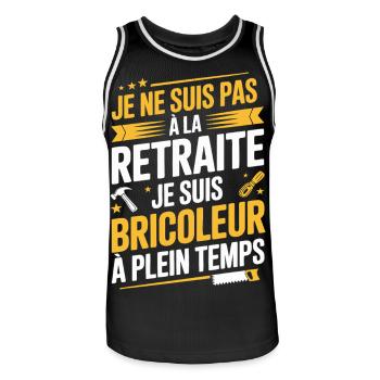 Full-time handyman, not retired - Men's Basketball Jersey - black/white - Front - AI Model Male 185 dark (185cm)
