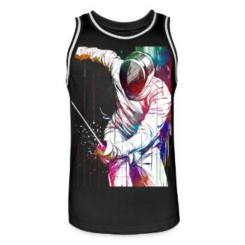 Fechtsportkunst #fencing #sport - Männer Basketball-Trikot - Schwarz/Weiß - Vorne - AI Model Male 185 dark (185cm)